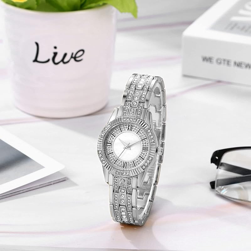 ساعت مچی عقربه ای زنانه مدل فول نگین دستبندی کد 02 ساعت مچی عقربه ای زنانه مدل فول نگین دستبندی کد 02