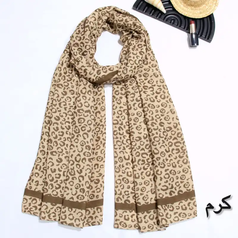 شال زنانه مدل نخی خنک تابستانه طرح پلنگی کد 7070