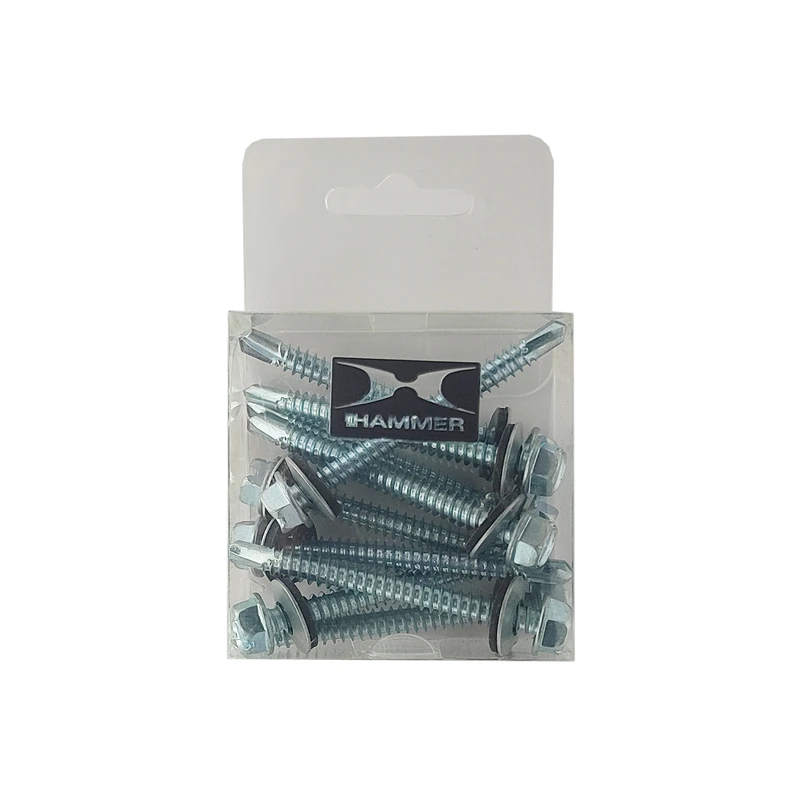 پیچ سرمته هامر مدل شیروانی واشردار کد 60mm بسته 10 عددی