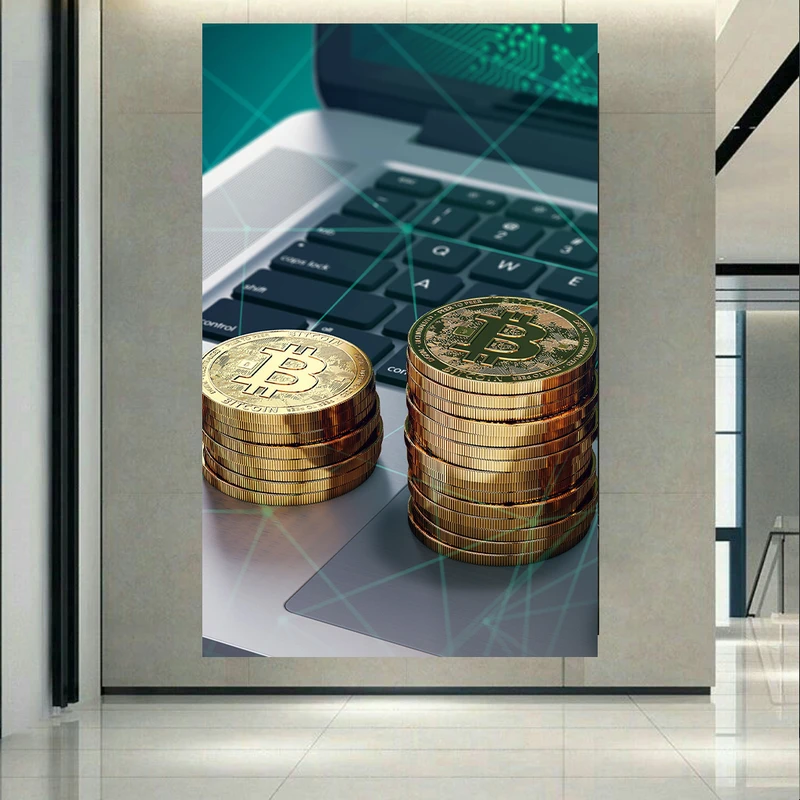 تابلو بوم طرح مخمل بیت کوین مدل تراکنش های دیجیتال کد AR304846