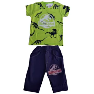 ست تی شرت و شلوارک پسرانه مدل دایناسور