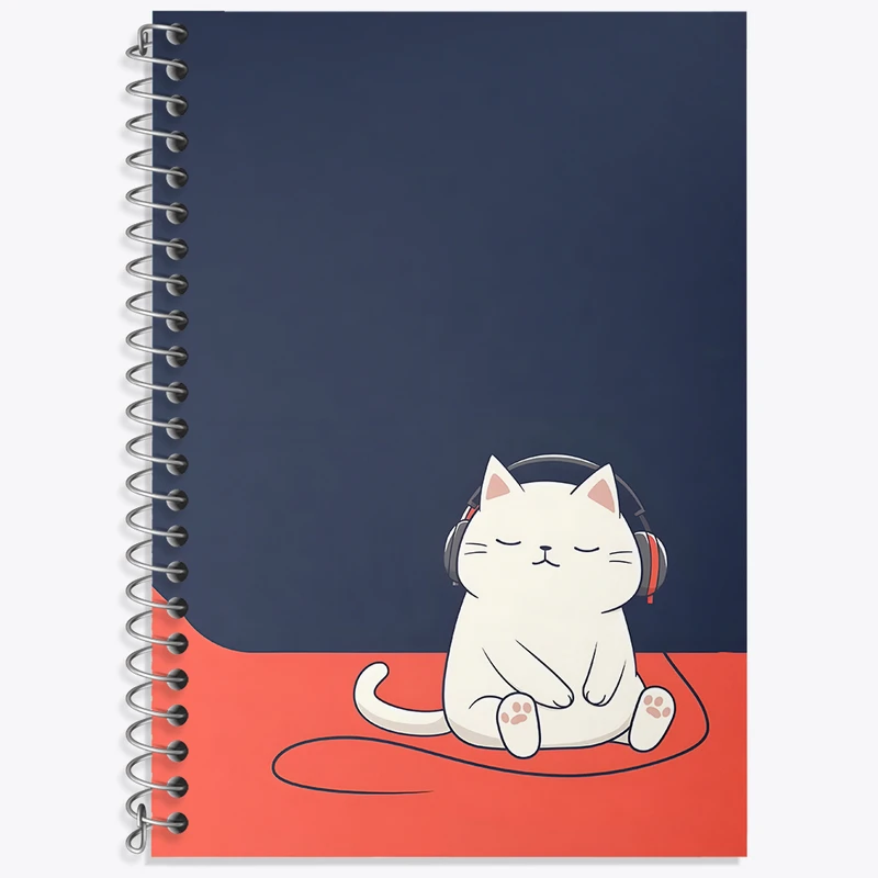 دفتر زبان 50 برگ خندالو مدل دو خط طرح گربه (Cat) کد N4407