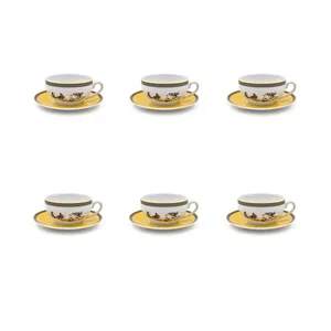 سرویس چای خوری 12 پارچه 6 نفره چینی زرین ایران مدل کاپوچینو ایتالیا اف 10 ویلیج درجه یک