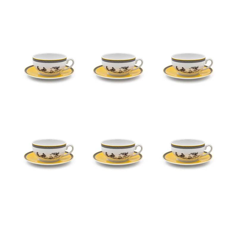 سرویس چای خوری 12 پارچه 6 نفره چینی زرین ایران مدل کاپوچینو ایتالیا اف 10 ویلیج درجه یک