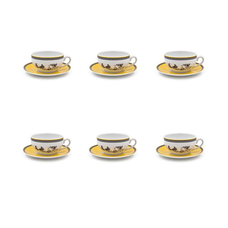 سرویس چای خوری 12 پارچه 6 نفره چینی زرین ایران مدل کاپوچینو ایتالیا اف 10 ویلیج درجه یک