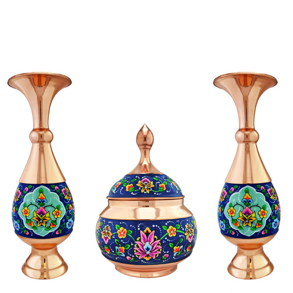 ست گلدان و شکلات خوری میناکاری مدل پرداز کد st20