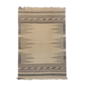 گلیم دستبافت یک و نیم متری طرح خودرنگ دکوراتیو کد 15010014