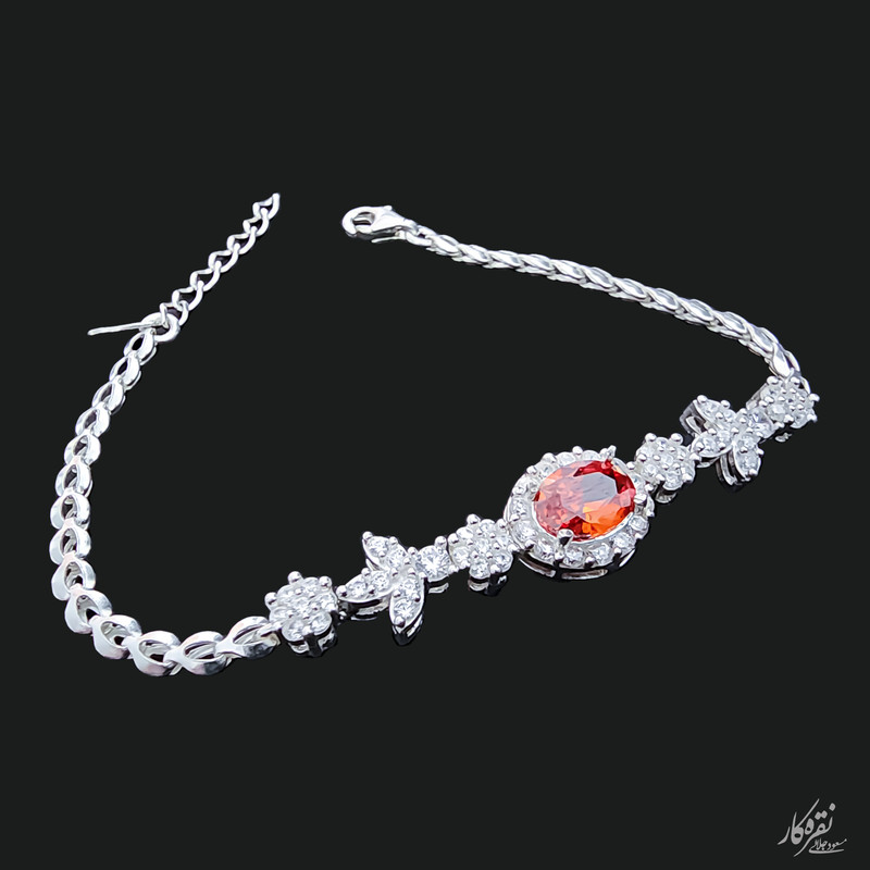 دستبند نقره زنانه مسعود جلالی نقره کار مدل CLINOHUMITE-07