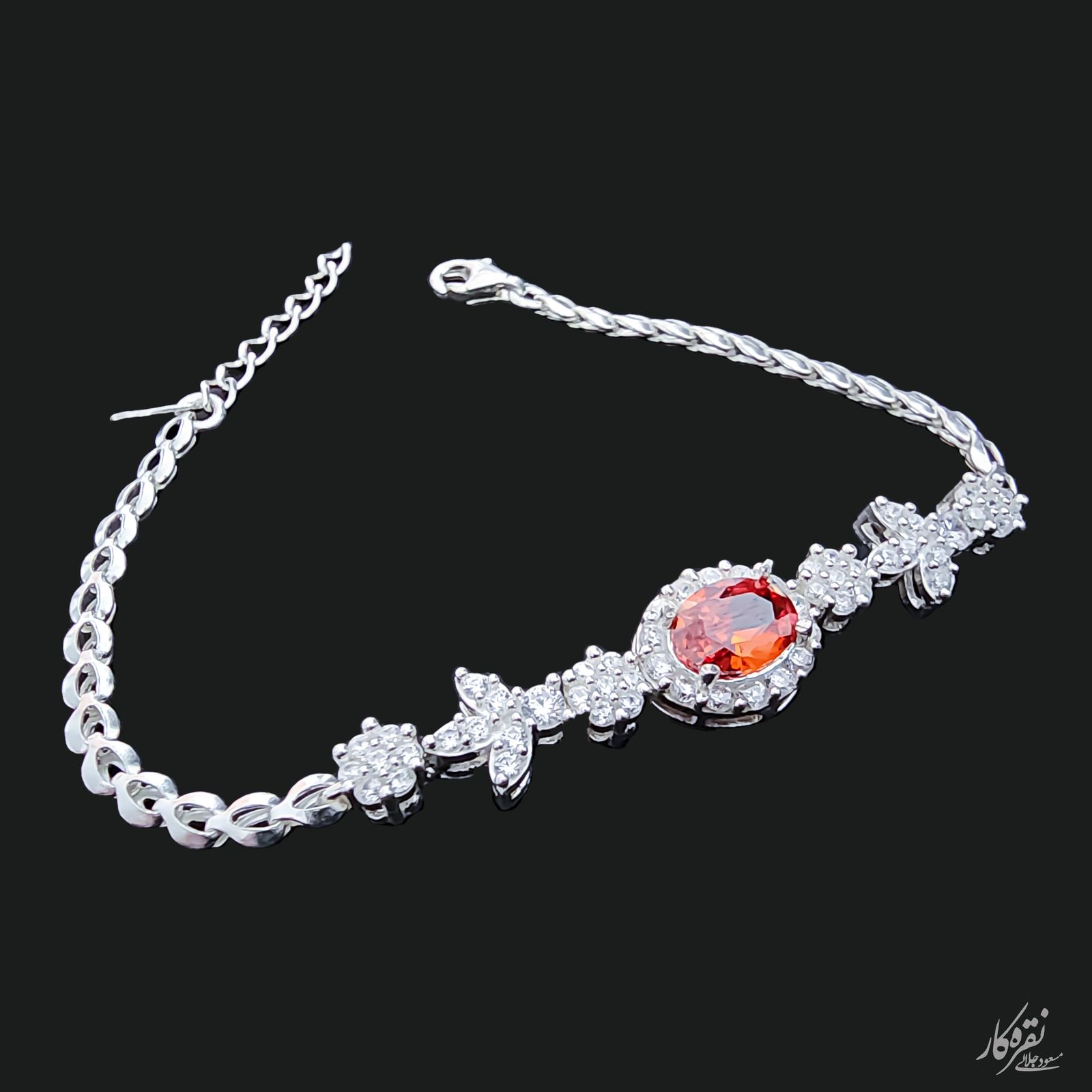 دستبند نقره زنانه مسعود جلالی نقره کار مدل CLINOHUMITE-07 -  - 3