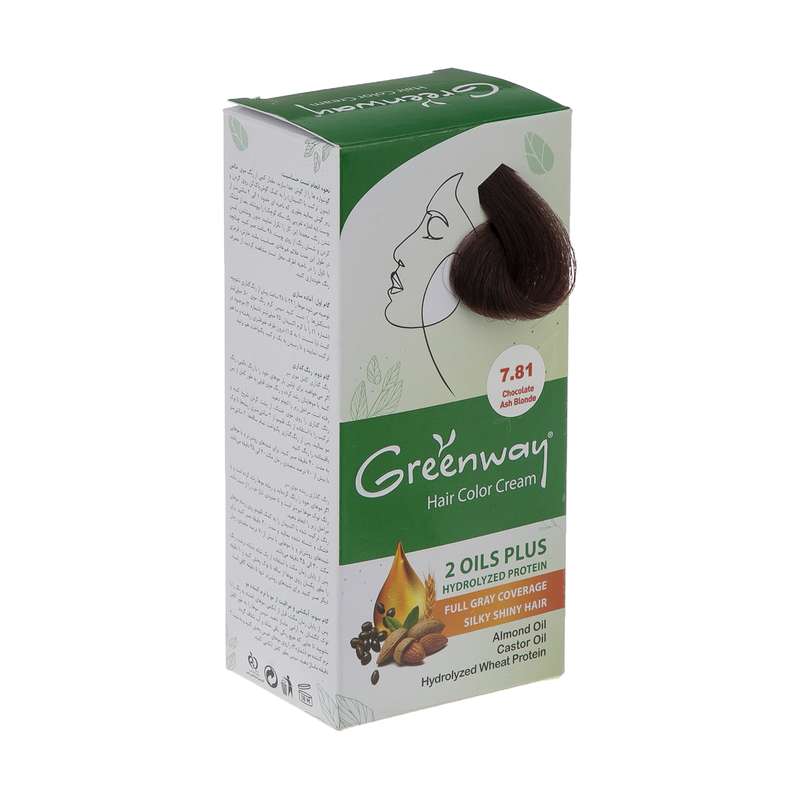 کیت رنگ مو گرین وی شماره 7.81 حجم 50 میلی لیتر رنگ بلوند دودی شکلاتی کیت رنگ مو گرین وی شماره 7.81 حجم 50 میلی لیتر رنگ بلوند دودی شکلاتی