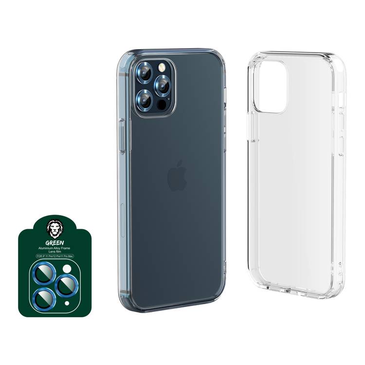 محافظ صفحه نمایش گرین مدل 4in1 مناسب برای گوشی موبایل اپل iPhone 12 Pro max به همراه محافظ پشت گوشی و محافظ لنز دوربین و کاور