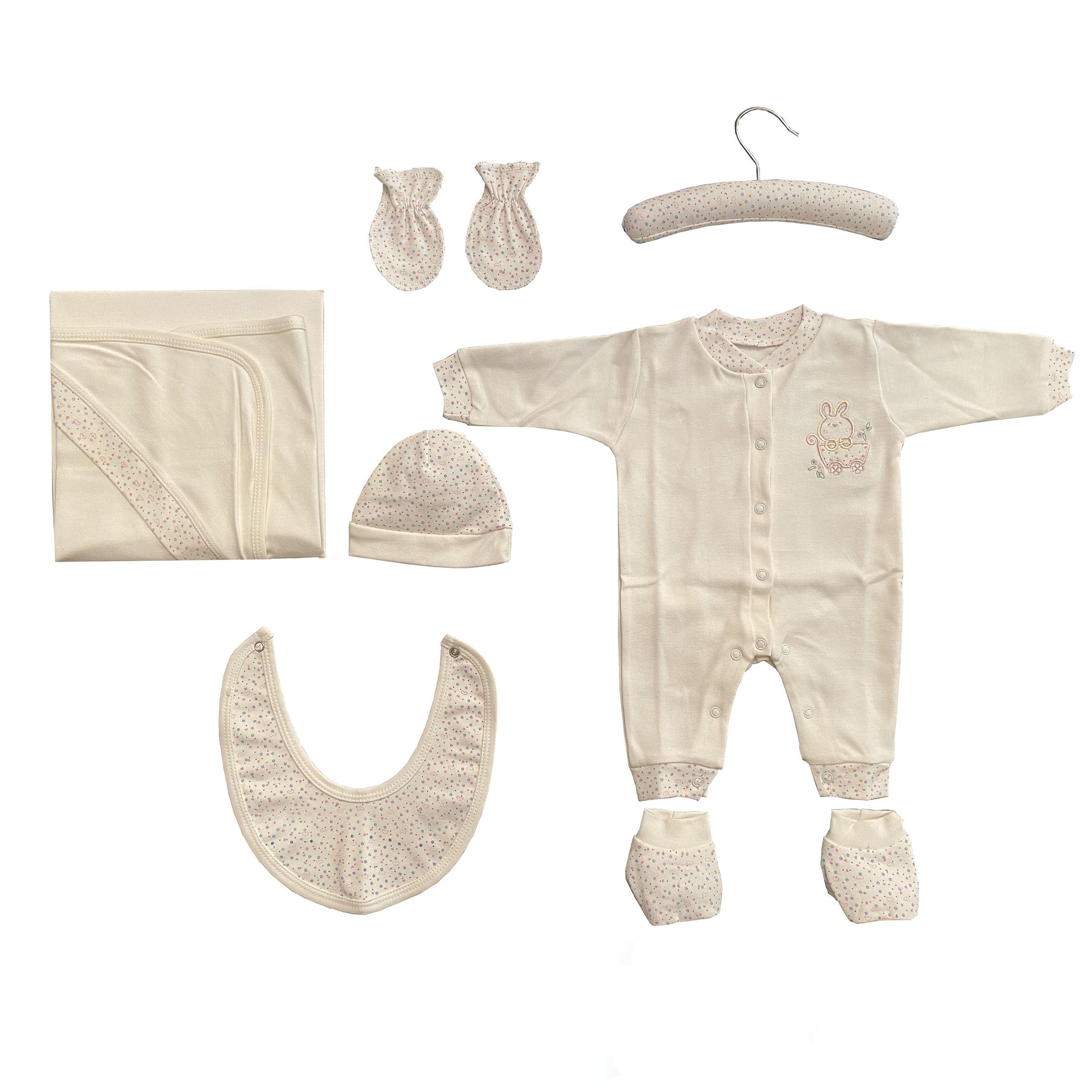 ست 7 تکه لباس نوزادی مدل خرگوشی گلدار