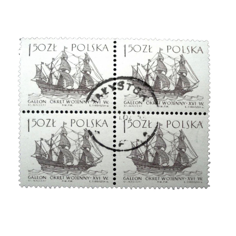 تمبر یادگاری مدل کشتی لهستانی کد DS4124 مجموعه 4 عددی