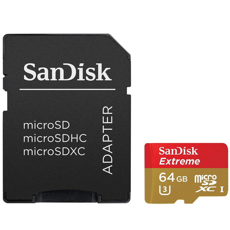 کارت حافظه microSDXC سن دیسک مدل Extreme کلاس 10 استاندارد UHS-I U3 سرعت 90MBps 600X همراه با آداپتور SD ظرفیت 64 گیگابایت
