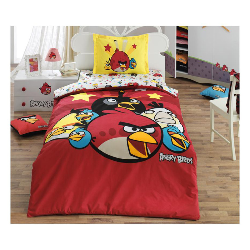 سرویس ملحفه طرح Angry Birds 3 یک نفره 3 تکه