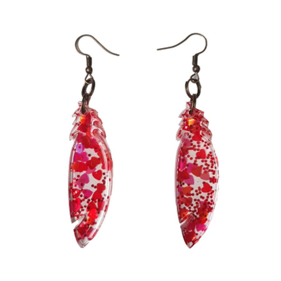 گوشواره دخترانه مدل رزینی پر 002 گوشواره دخترانه مدل رزینی پر 002