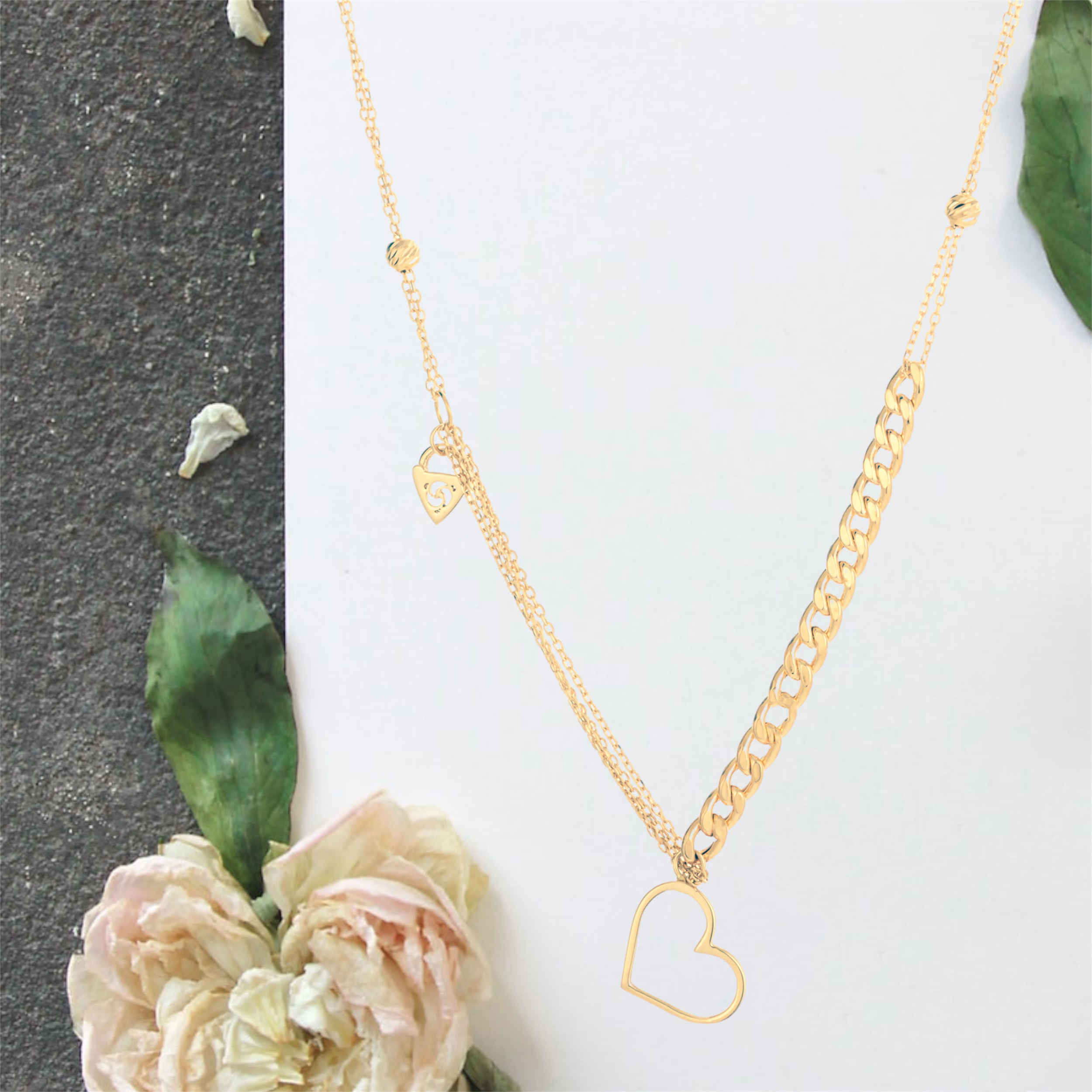 گردنبند طلا 18 عیار زنانه مدل DNTC21-27d طرح مینیمال قلب