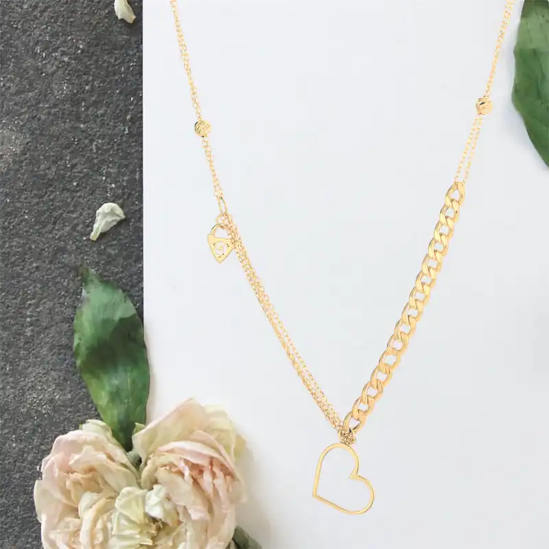 گردنبند طلا 18 عیار زنانه مدل DNTC21-27d طرح مینیمال قلب