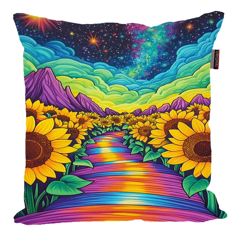 کوسن پاد آفرین مدل فانتزی طرح گل و طبیعت رنگی کد p1023