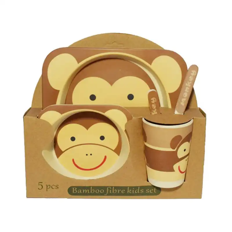 سرویس غذاخوری کودک طرح میمون مدل 207 مجموعه 5 عددی