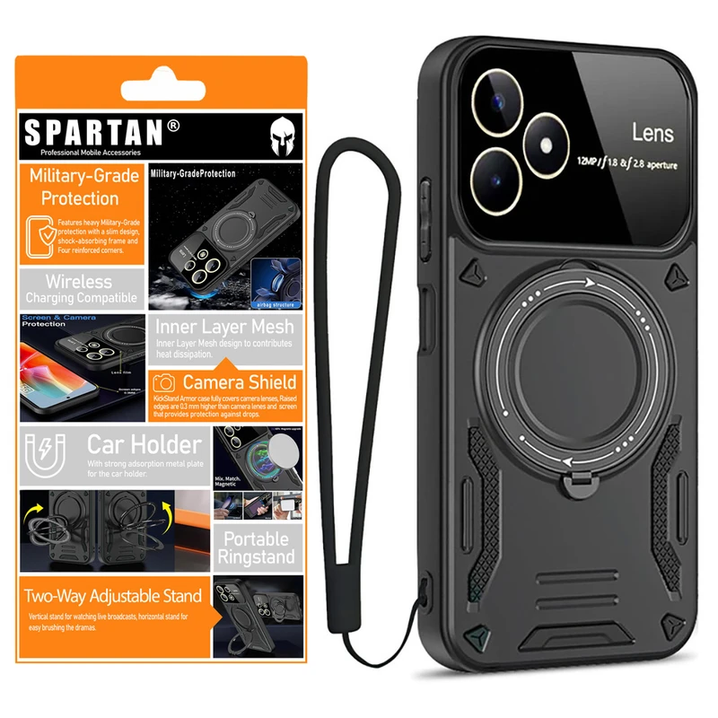 کاور اسپارتان مدل Hybrid Armor Strap مناسب برای گوشی موبایل شیائومی Poco F6 / Redmi Turbo 3 به همراه بند آویز
