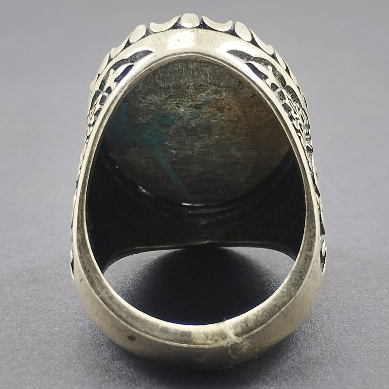 انگشتر نقره مردانه سلین کالا مدل فیروزه  نیشابور طرح یا قائم آل محمد