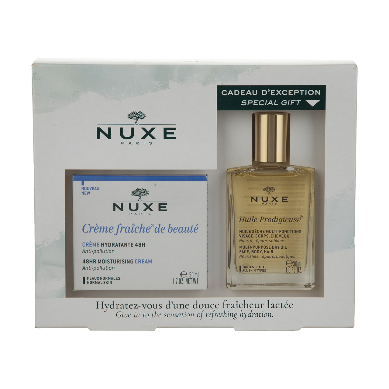 پک کرم مرطوب کننده 48 ساعته نوکس سری Hydration حجم 50 میلی لیتر به همراه روغن چند کاره سری Prodigieuse حجم 30 میلی لیتر