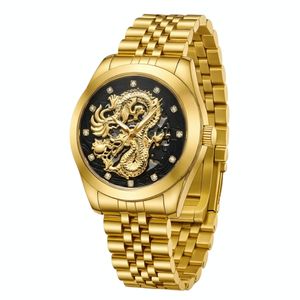 ساعت مچی عقربه‌ای اتوماتیک مردانه مدل لوکس طرح دراگون بند استیل قفل مخفی کد D2