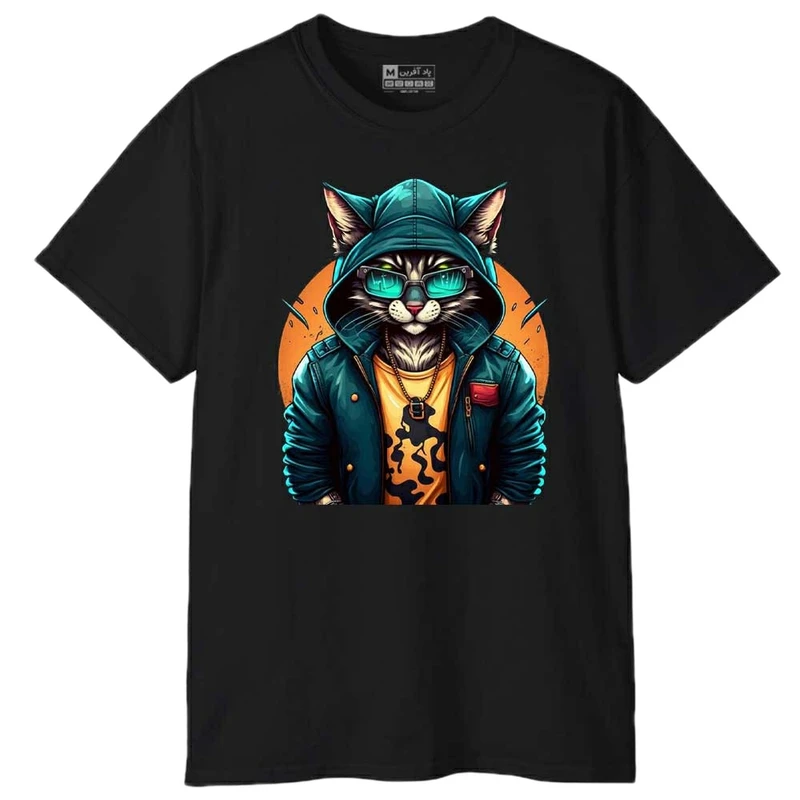 تی‌شرت آستین کوتاه مردانه پاد آفرین مدل گربه بامزه کد 1632