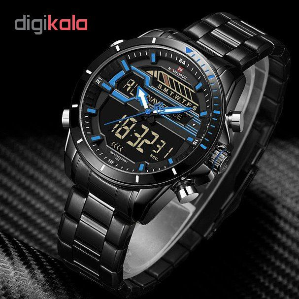 ساعت مچی عقربه ای مردانه نیوی فورس مدل NF9133M / ME-AB به همراه دستمال مخصوص نانو برند کلیر واچ