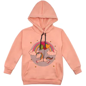 هودی دخترانه مدل تکشاخ بادکنک F29 رنگ گلبهی