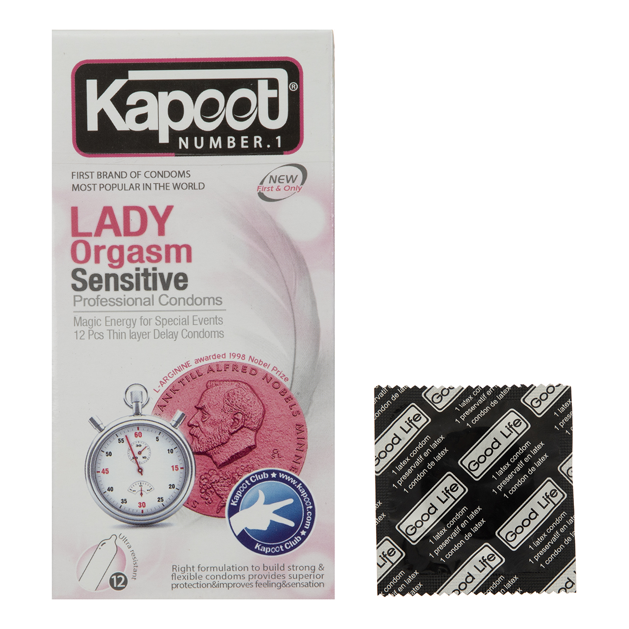 کاندوم خاردار کاپوت مدل Lady Orgasm بسته 12 عددی به همراه یک عدد کاندوم Good Life