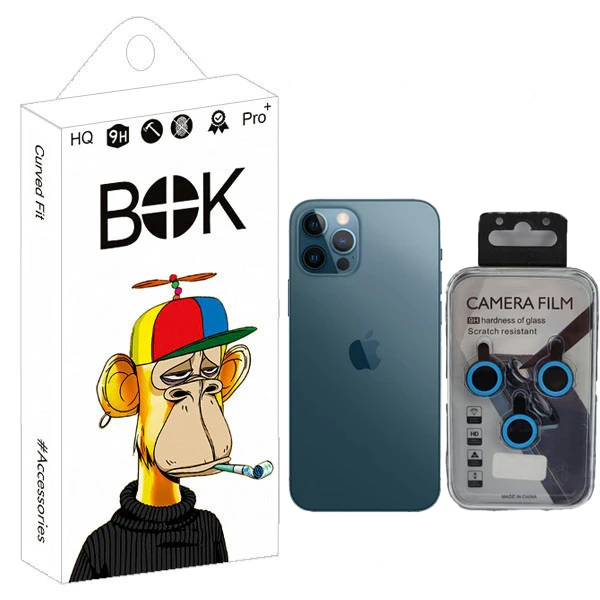 محافظ لنز دوربین بوک مدل Black Light View مناسب برای گوشی موبایل اپل Iphone 11 / 11 Pro / Pro Max / 12 / 12 Mini / 12 Pro /Sam A14 / A24 / A34