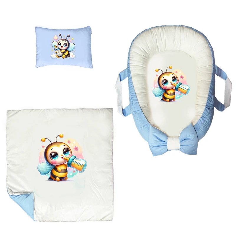 سرویس خواب 3 تکه نوزاد پادآفرین مدل گارد محافظ طرح زنبورعسل کد PG063
