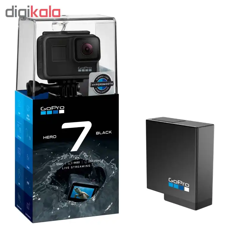 دوربین فیلم برداری ورزشی گوپرو مدل HERO 7 Black به همراه باتری لیتیومی گوپرو