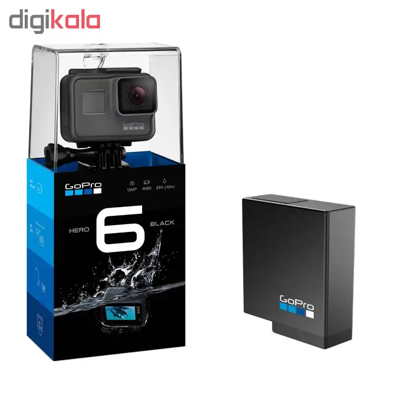 دوربین فیلم برداری ورزشی گوپرو مدل HERO 6 Black به همراه باتری لیتیومی گوپرو