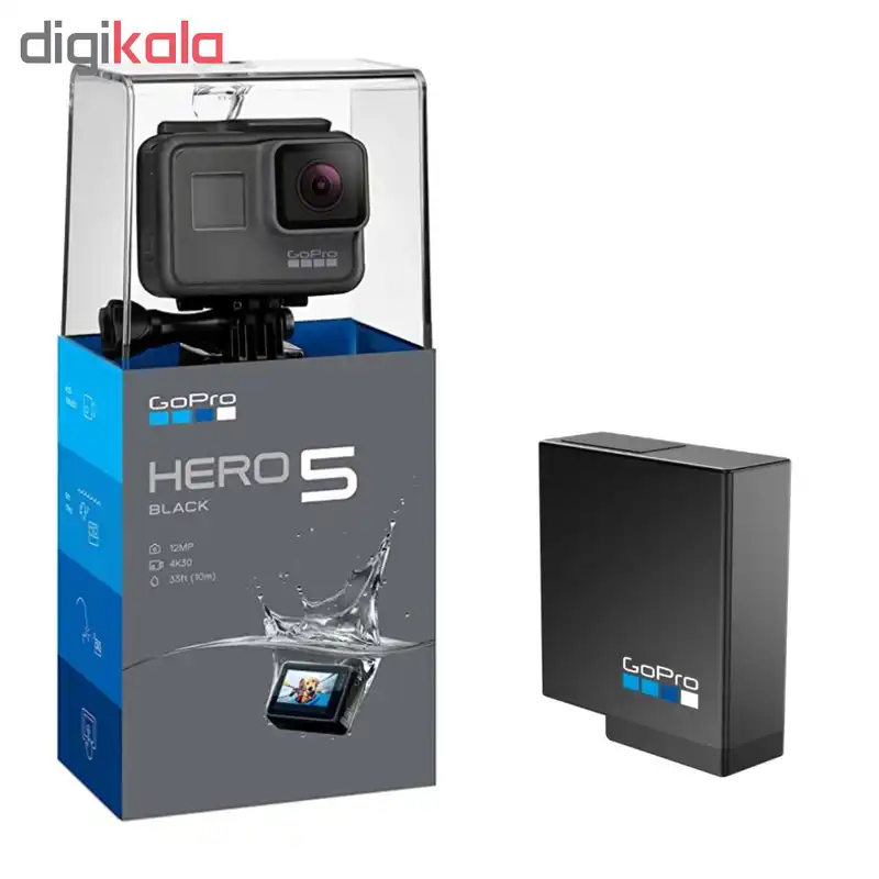 دوربین فیلم برداری ورزشی گوپرو مدل HERO 5 Black به همراه باتری لیتیومی گوپرو