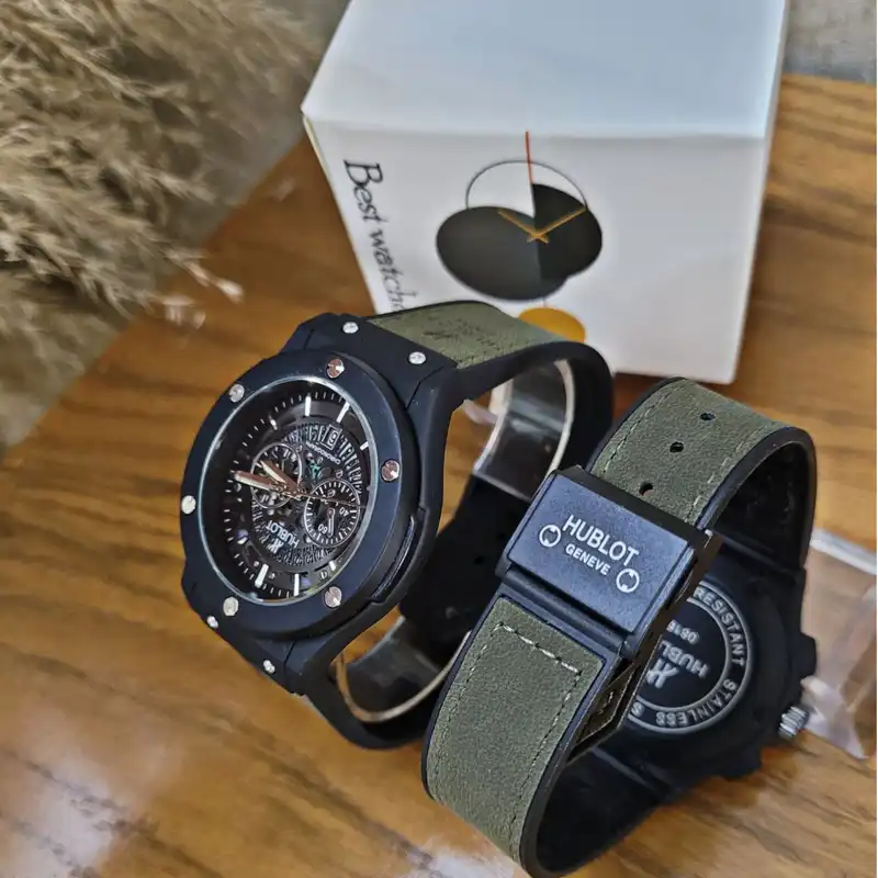 ست ساعت مچی عقربه ای  زنانه و مردانه  مدل اسکلتون تک موتور