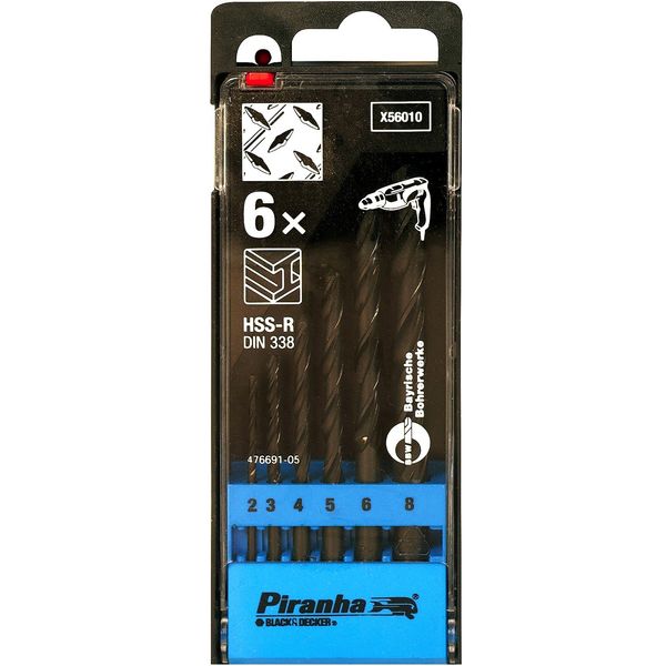 مجموعه 6 عددی مته فلز بلک اند دکر سری Piranha مدل X56010 مجموعه 6 عددی مته فلز بلک اند دکر سری Piranha مدل X56010