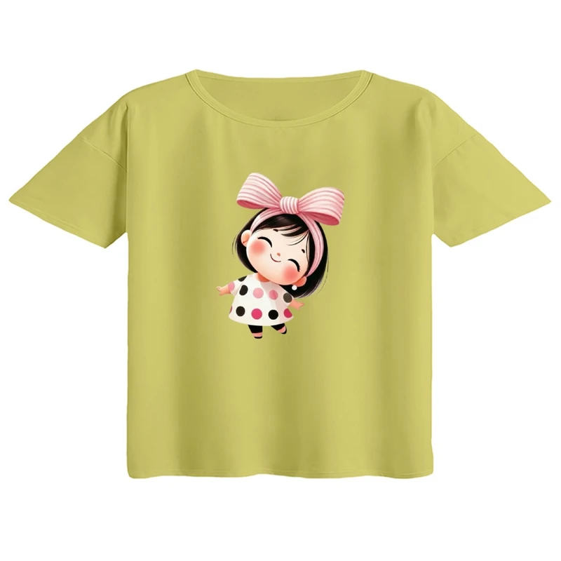 کراپ تی‌شرت آستین کوتاه زنانه مدل دخترک کد3