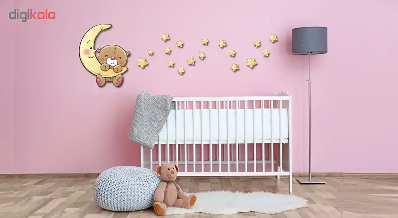 استیکر چوبی ژیوار طرح خرسی و ماه و ستاره