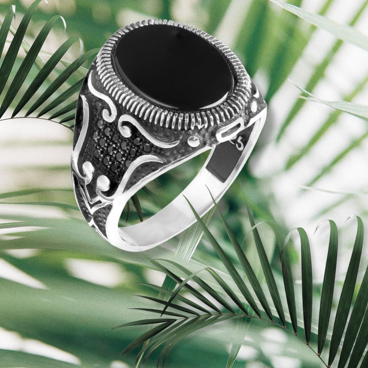 انگشتر نقره مردانه مدل ریاها rzzdeh-083