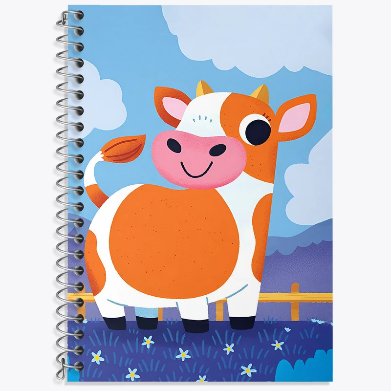 دفتر زبان 50 برگ خندالو مدل سه خط طرح گاو بامزه کد N4565