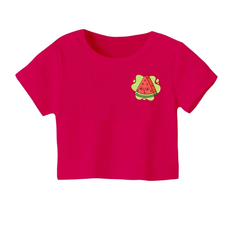 کراپ‌ تی‌شرت آستین کوتاه زنانه مدل هندوانه یلدایی کد 46