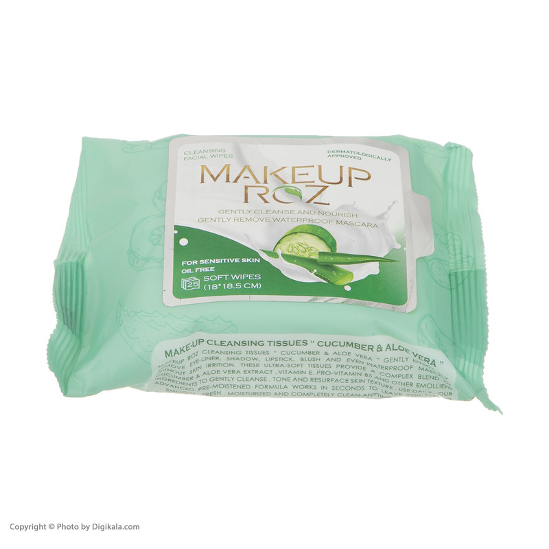 دستمال مرطوب میکاپ رز مدل Fac بسته 25 عددی