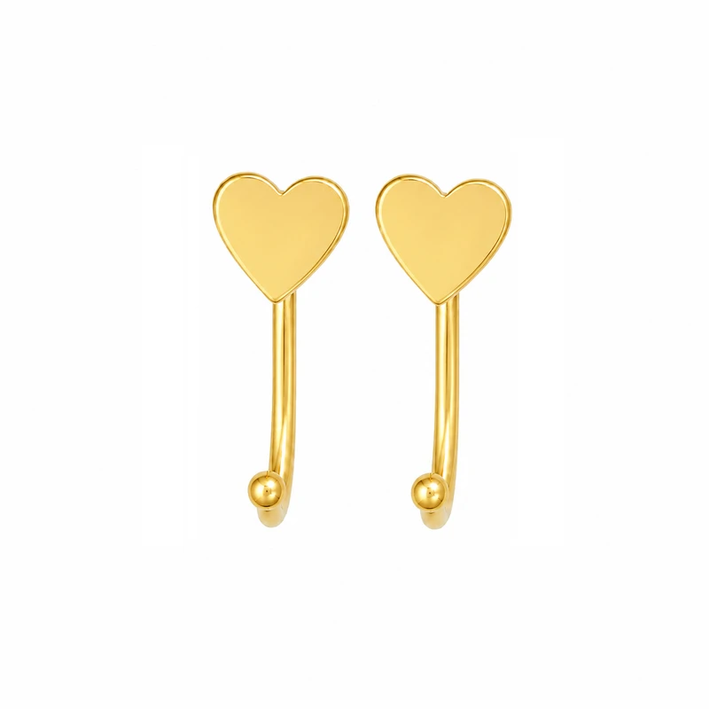 گوشواره حلقه‌ای طلا 18 عیار زنانه مان گالری مدل قلب کد EA01-0033500