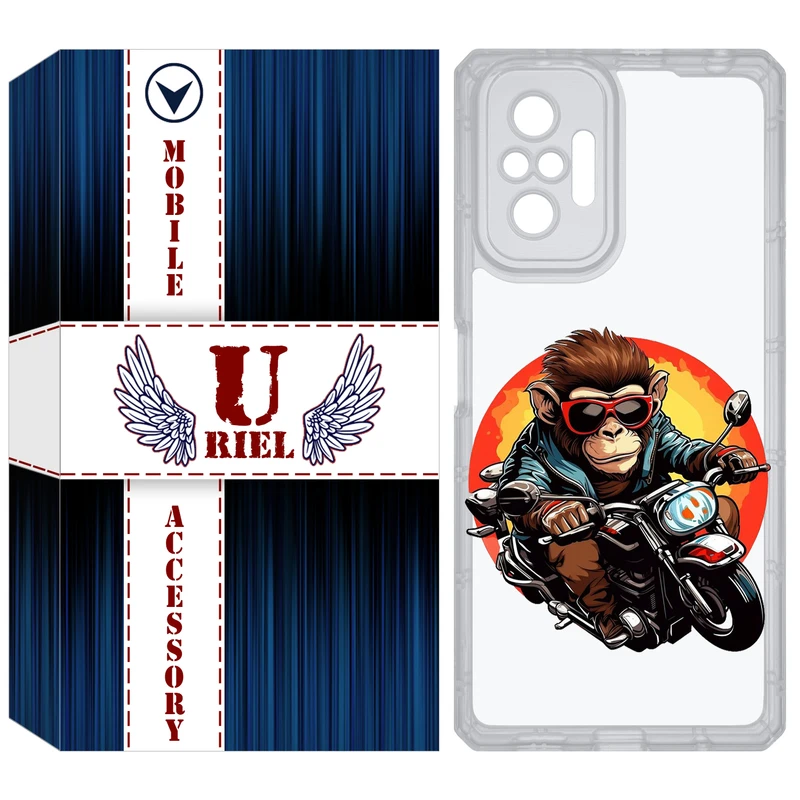 کاور یوریل قاب مدل Clear کد 32 طرح میمون موتورسوار مناسب برای گوشی موبایل شیائومی Redmi Note 10 Pro / Note 10 Pro Max