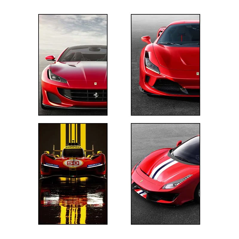 تابلو شاسي کارنيکا طرح Ferrari کد 52515 مجموعه 4 عددی