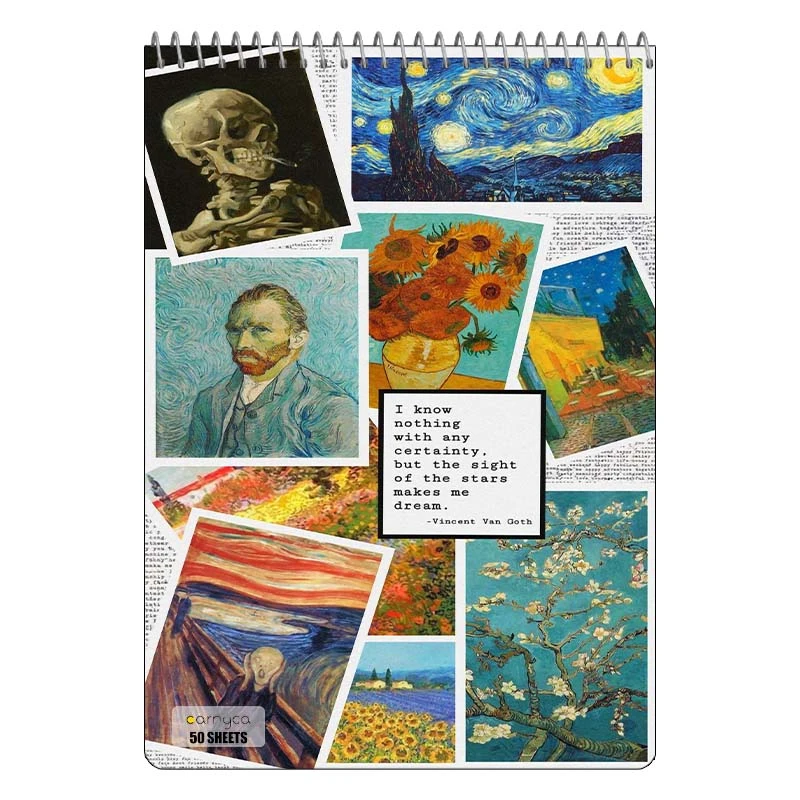 دفتر نقاشی 50 برگ سیمی کارنیکا طرح شب پرستاره فانتزی ون گوگ Fantasy Starry Night Van Gogh کد 83775