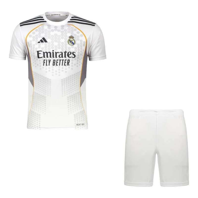 ست تی‌شرت آستین کوتاه و شلوارک ورزشی پسرانه مدل رئال مادرید طرح امباپه کد sn2026